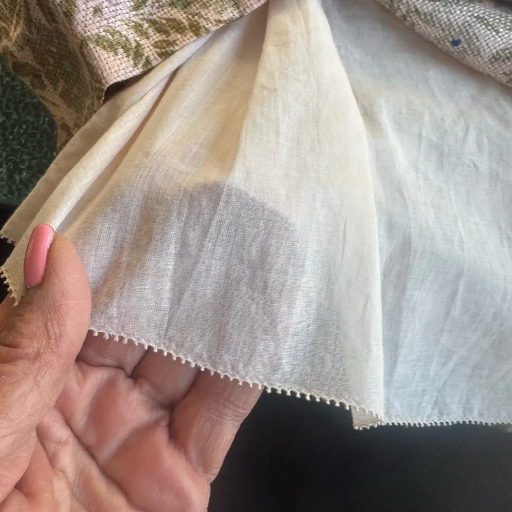 Tory Burch Cream Midi Dress with Blue and Pink Floral Embroidery 4 - Picture 9 of 11